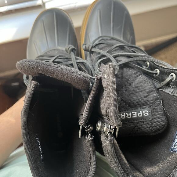 Sperry Saltwater Womens Size 9W Black Waterproof Quilted Duck Boots Shoes - Picture 7 of 16